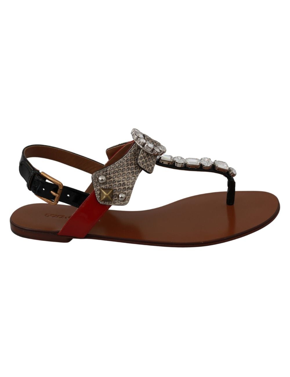 Dolce & Gabbana Leather Ayers Crystal Sandals Flip Flops Shoes -EU36 ...