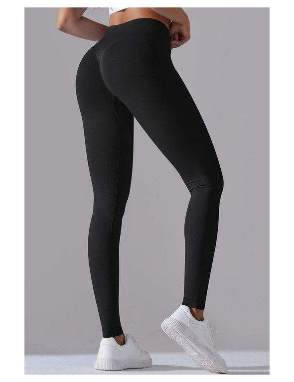 Seamless Solid Wide Waistband Sports Leggings