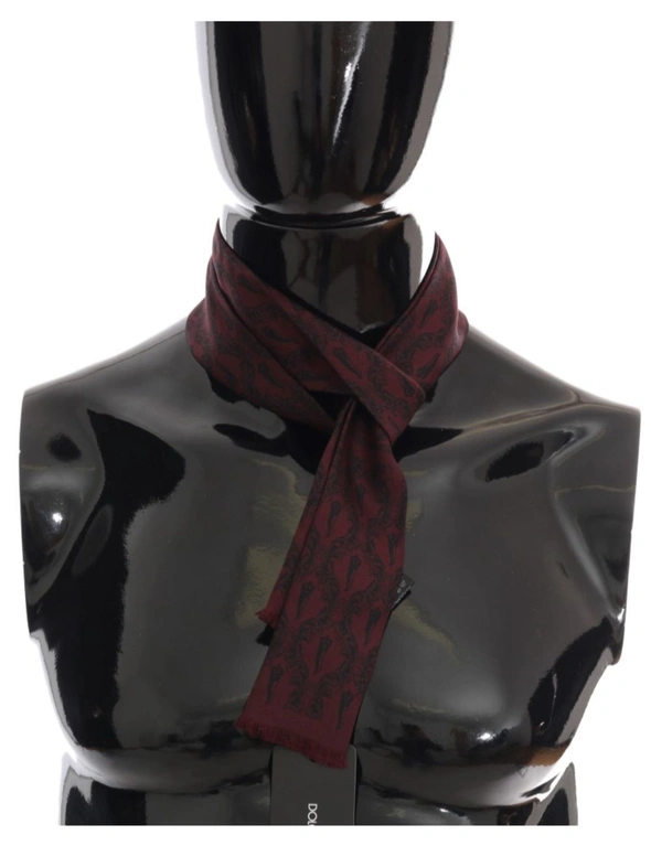 Dolce & Gabbana Bordeaux Silk Crown Chili Scarf, hi-res image number null