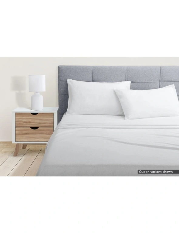 Ovela Cotton Flannelette Bed Sheet Set (White, King), hi-res image number null