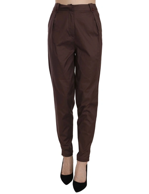 Just Cavalli Brown High Waist Tapered Formal Trousers Pants, hi-res image number null