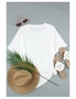 Azura Exchange White Round Neck Rolled Sleeve Plus Size T-shirt, hi-res