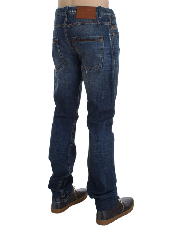 Blue Wash Cotton Denim Slim Fit Jeans, hi-res image number null