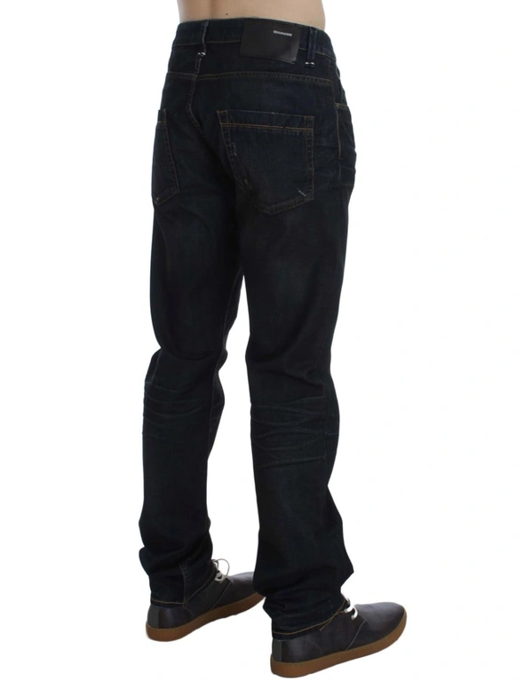 Blue Wash Cotton Denim Straight Fit Jeans, hi-res image number null