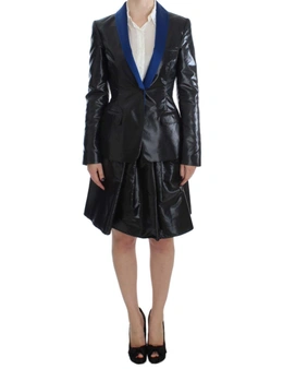 EXTE Black Blue Two Piece Suit Skirt & Blazer