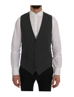 Dolce & Gabbana Gray STAFF Cotton Striped Vest