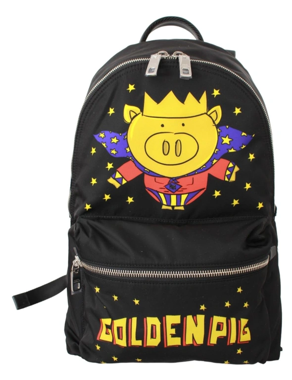 Dolce & Gabbana Black Golden Pig of the Year School Backpack, hi-res image number null