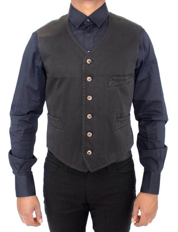 Dolce & Gabbana Black Cotton Blend Dress Vest Gilet, hi-res image number null