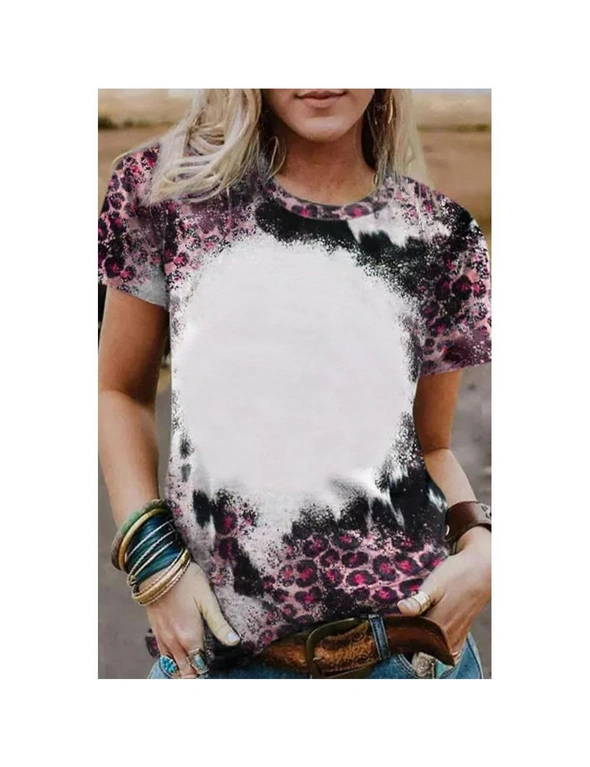 Azura Exchange Leopard Dyed Print Bleached Blank Tee, hi-res image number null