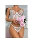 Azura Exchange Sheer Lace Bustier and Thong Lingerie Set, hi-res
