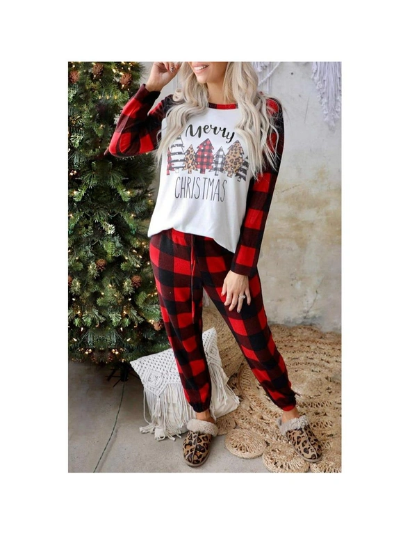 Azura Exchange Plaid Merry Christmas Graphic Loungewear Set, hi-res image number null