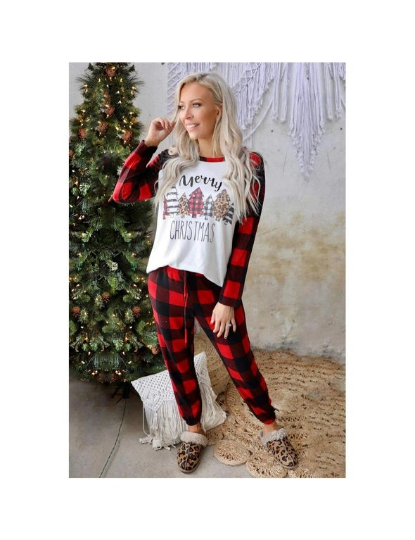 Azura Exchange Plaid Merry Christmas Graphic Loungewear Set, hi-res image number null