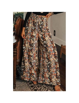 Azura Exchange Floral Print High Waist Wide Leg Pants