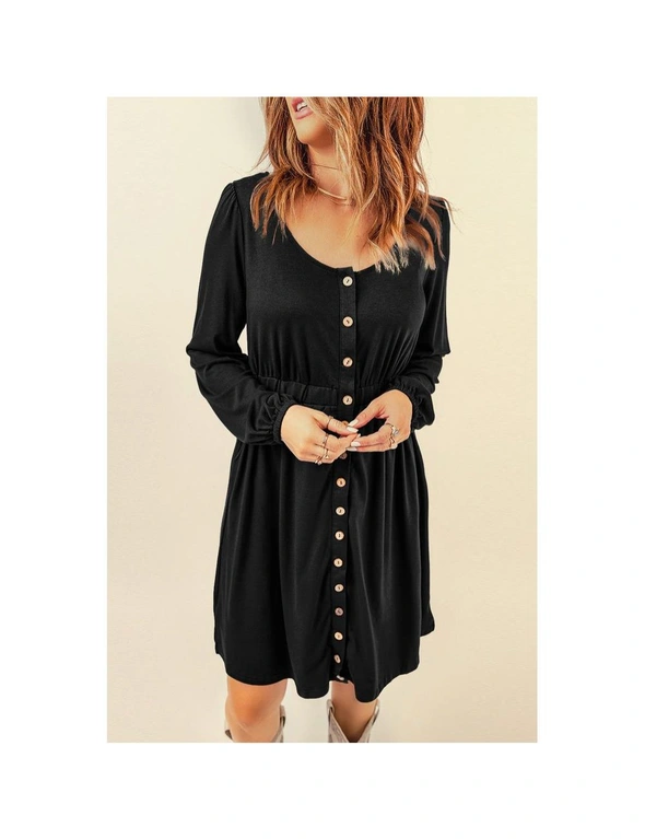 Azura Exchange Button Up High Waist Long Sleeve Dress, hi-res image number null
