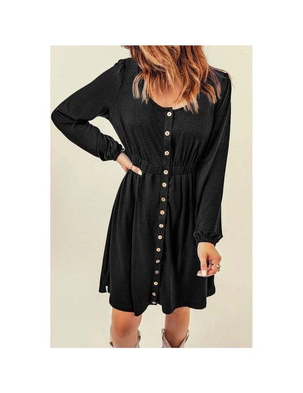 Azura Exchange Button Up High Waist Long Sleeve Dress, hi-res image number null