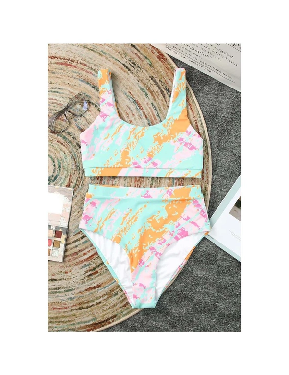 Azura Exchange Abstract Waves Print High Waist Bikini Swimsuit, hi-res image number null