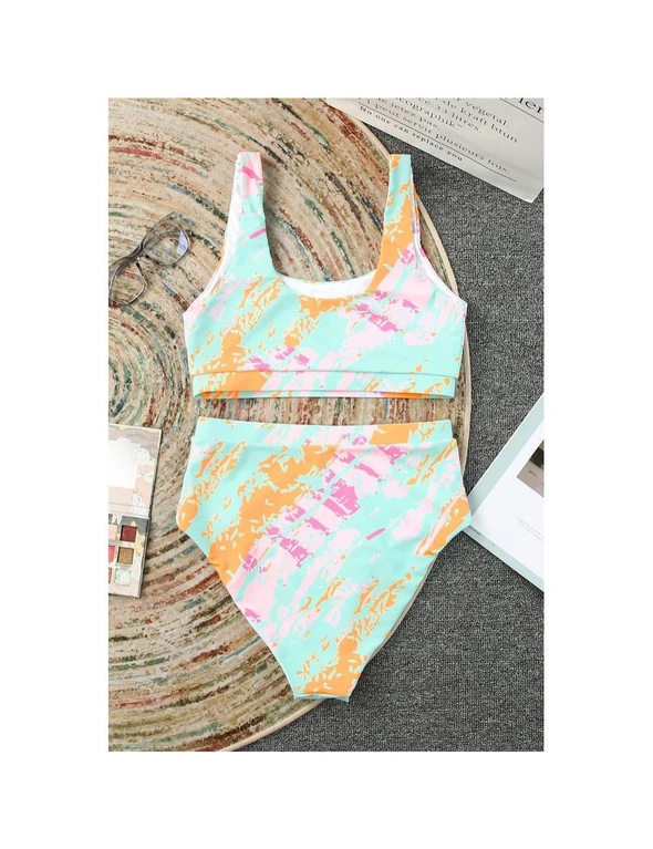 Azura Exchange Abstract Waves Print High Waist Bikini Swimsuit, hi-res image number null