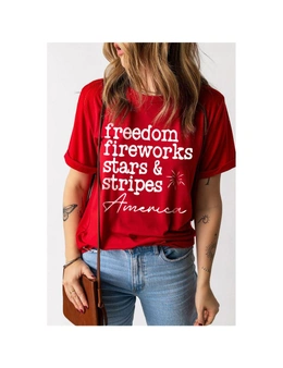Azura Exchange American Freedom Day Slogan Print T Shirt
