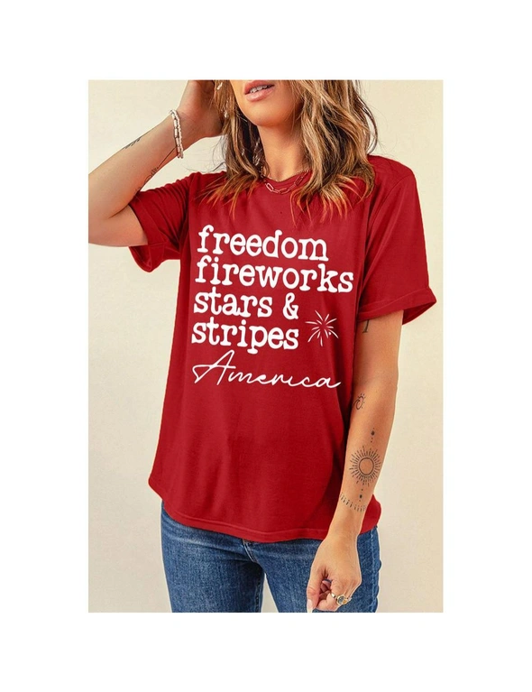 Azura Exchange American Freedom Day Slogan Print T Shirt, hi-res image number null