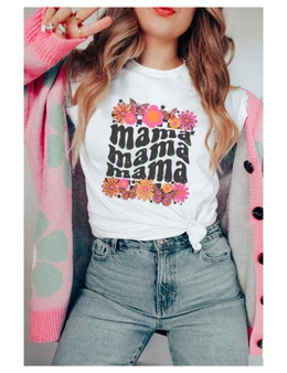 Azura Exchange mama Flower Graphic Print Short Sleeve T Shirt