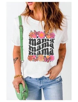 Azura Exchange mama Flower Graphic Print Short Sleeve T Shirt