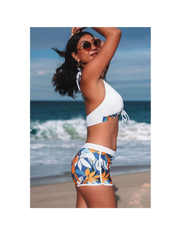 Azura Exchange Tropical Leaf Print Tie Bikini and Boardshorts, hi-res image number null