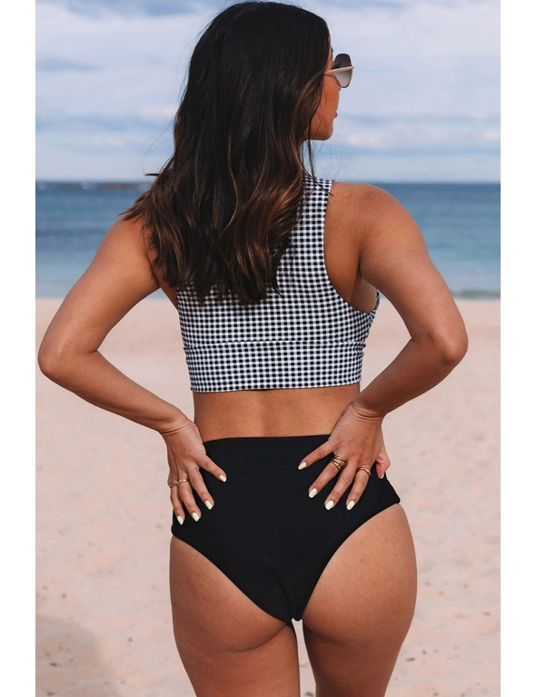 Azura Exchange Gingham Tie Front Bikini High Waist Swimsuit, hi-res image number null