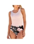 Azura Exchange Striped Floral Print Backless One-piece Swimwear, hi-res