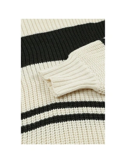 Azura Exchange Striped Cold Shoulder Knit Sweater