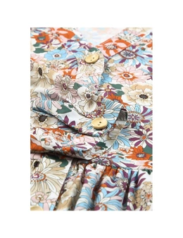 Azura Exchange Multicolor Split Neck Buttons Front Shirt Floral Dress