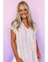 Azura Exchange Multicolor Striped Pintuck Tiered Cap Sleeve Blouse, hi-res