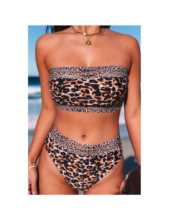 Azura Exchange Print Bandeau Webbing High Waist Sexy Bikini Swimsuit, hi-res image number null