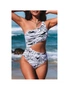 Azura Exchange Abstract Print One-shoulder Cutout One-piece Swimwear, hi-res