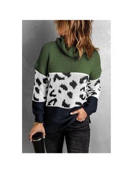 Azura Exchange Turtleneck Splicing Chunky Knit Pullover Sweater