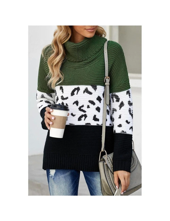 Azura Exchange Turtleneck Splicing Chunky Knit Pullover Sweater, hi-res image number null