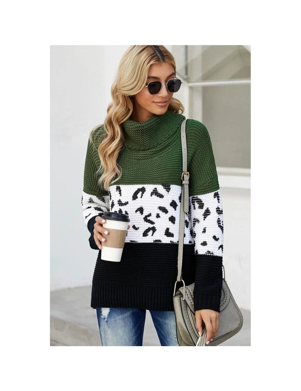 Azura Exchange Turtleneck Splicing Chunky Knit Pullover Sweater, hi-res image number null