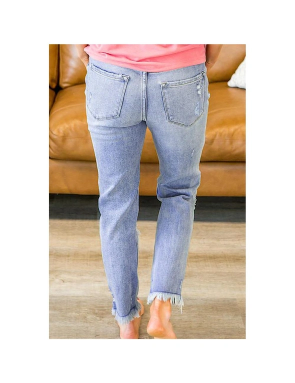 Azura Exchange Distressed Raw Hem Straight Leg Jeans, hi-res image number null