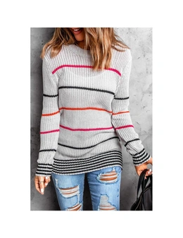 Azura Exchange Ribbed Knit Striped Sweater