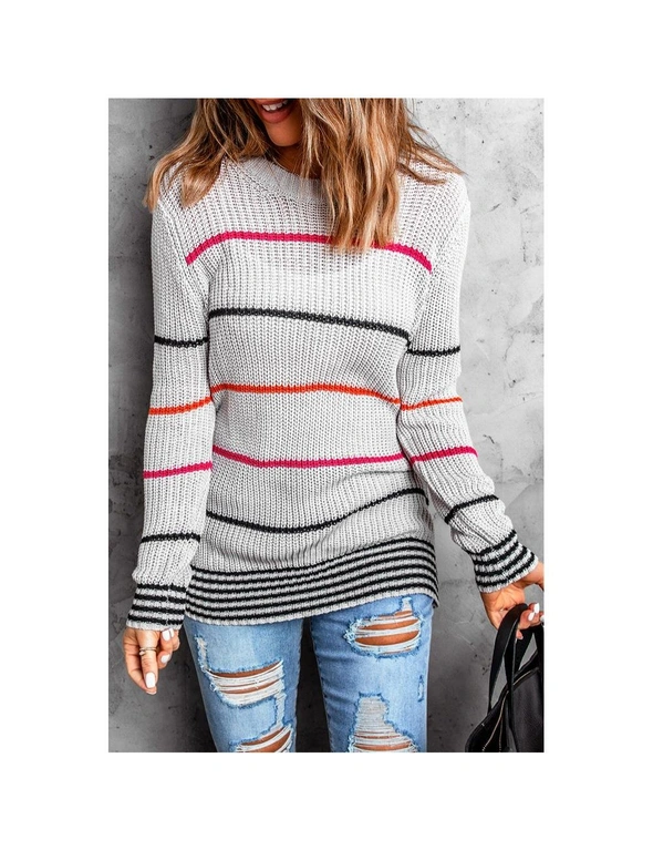 Azura Exchange Ribbed Knit Striped Sweater, hi-res image number null