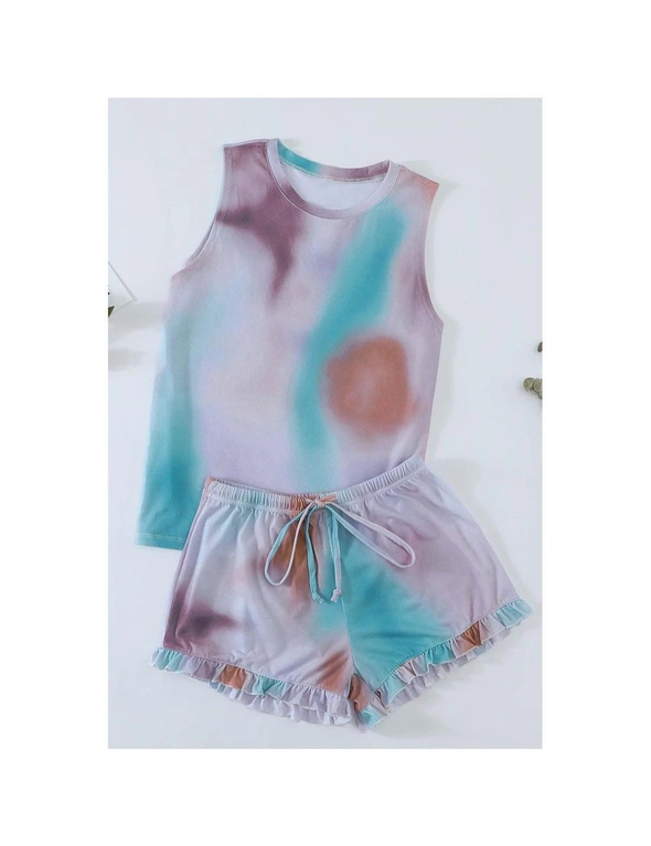 Azura Exchange Multicolor Swingy Tank and Ruffled Shorts Loungewear, hi-res image number null