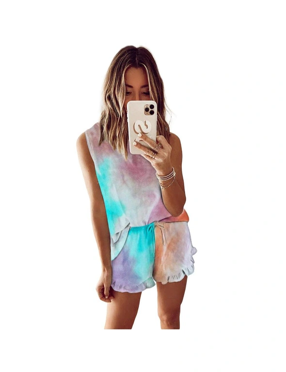 Azura Exchange Multicolor Swingy Tank and Ruffled Shorts Loungewear, hi-res image number null