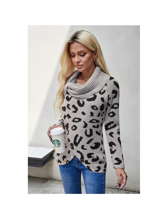 Azura Exchange Leopard Print Casual Knitted Sweater, hi-res image number null