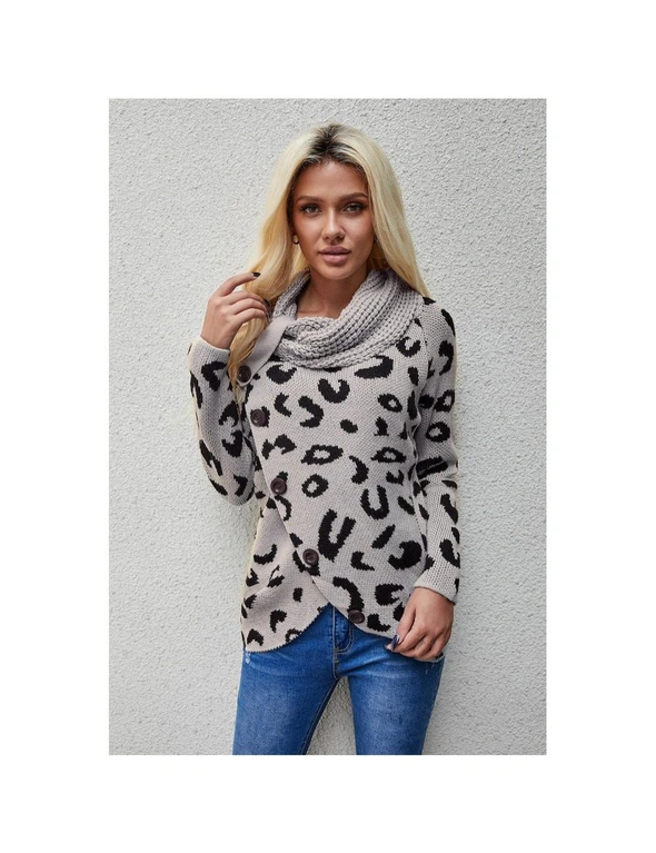 Azura Exchange Leopard Print Casual Knitted Sweater, hi-res image number null