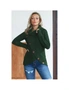 Azura Exchange Olive Green Buttoned Wrap Turtleneck Sweater, hi-res