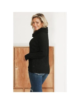 Azura Exchange Buttoned Wrap Turtleneck Sweater