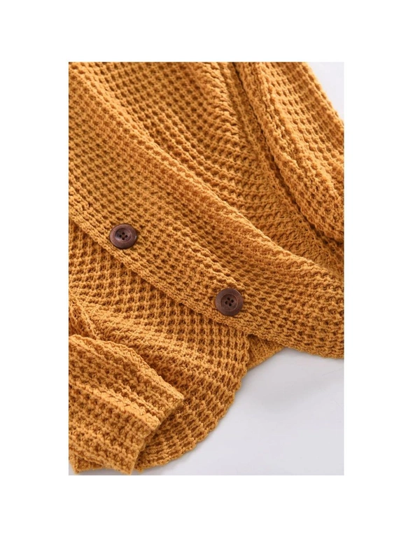 Azura Exchange Mustard Buttoned Wrap Turtleneck Sweater, hi-res image number null