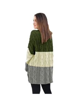 Azura Exchange Colorblock Cable Knit Sweater with Slits