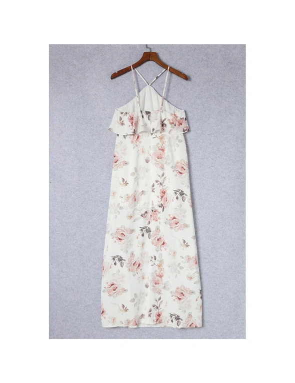 Azura Exchange Floral Slit Ruffled Halterneck Maxi Dress, hi-res image number null