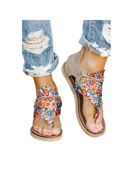 Azura Exchange Multicolor Floral Print Zipped Flip Flop Sandals