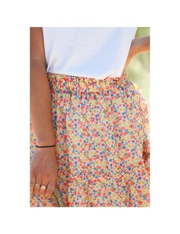 Azura Exchange Floral Print Elastic Waist Skirt